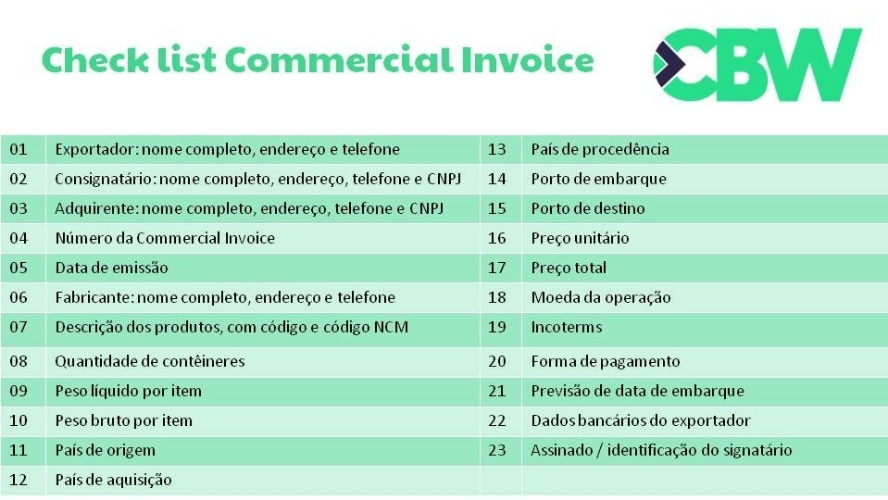 Documentos de importação - Commercial Invoice